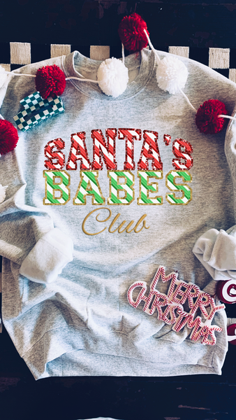 Santa’s Babes Club Faux Embroidery Sweashirt