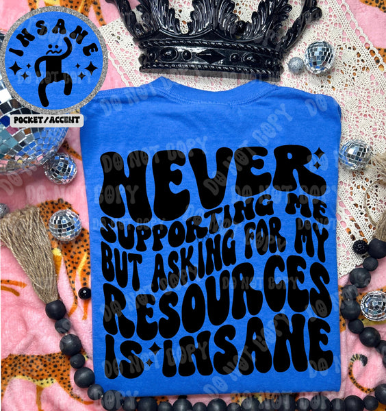 Never Supporting Me But Asking For My Resources Is Insane Tee