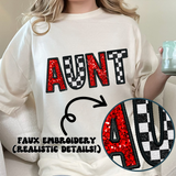 Red & Black Checkered Faux Embroidery Nickname Tee