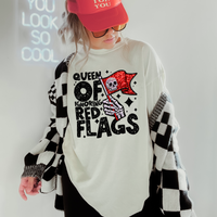 Queen Of Ignoring Red Flags Faux Embroidery Tee