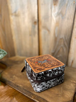 Cowhide and Tooled Mini Jewelry Box