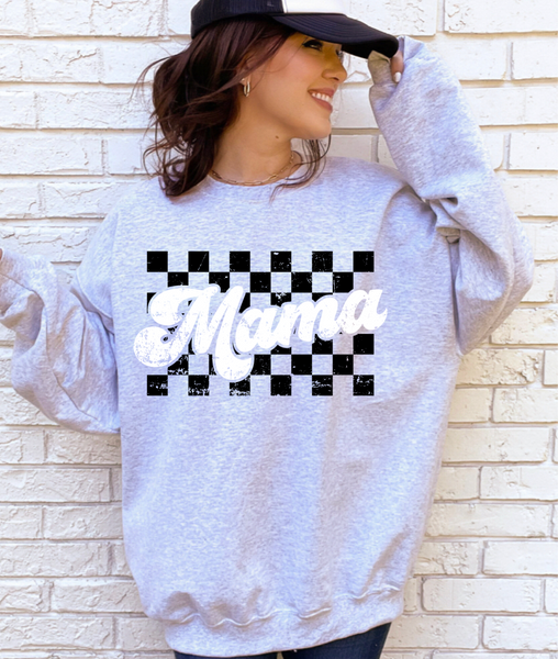 Mama Retro Checkered Sweatshirt