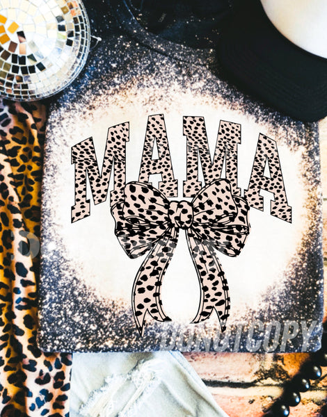 Mama Dalmation Bow Bleached Tee