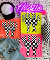 Mama Checkered Bow Neon Tee