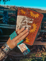 The Shania Sunflower Wallet a Haute Southern Hyde by Beth Marie Cowhide Wallet