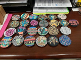 Serape Texas Tin Background Car Coasters (Set of 2 Rubber or Sandstone Car Coasters)