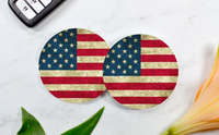 American Flag Car Coasters (Set of 2 Rubber or Sandstone Car Coasters)