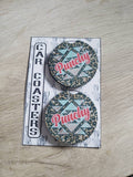 Leopard Punchy Car Coasters (Set of 2 Rubber or Sandstone Car Coasters)