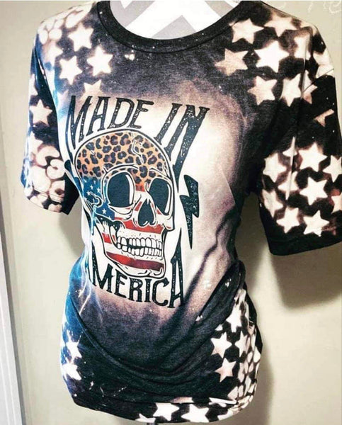 Made In America Star Bleached Tee - Grey